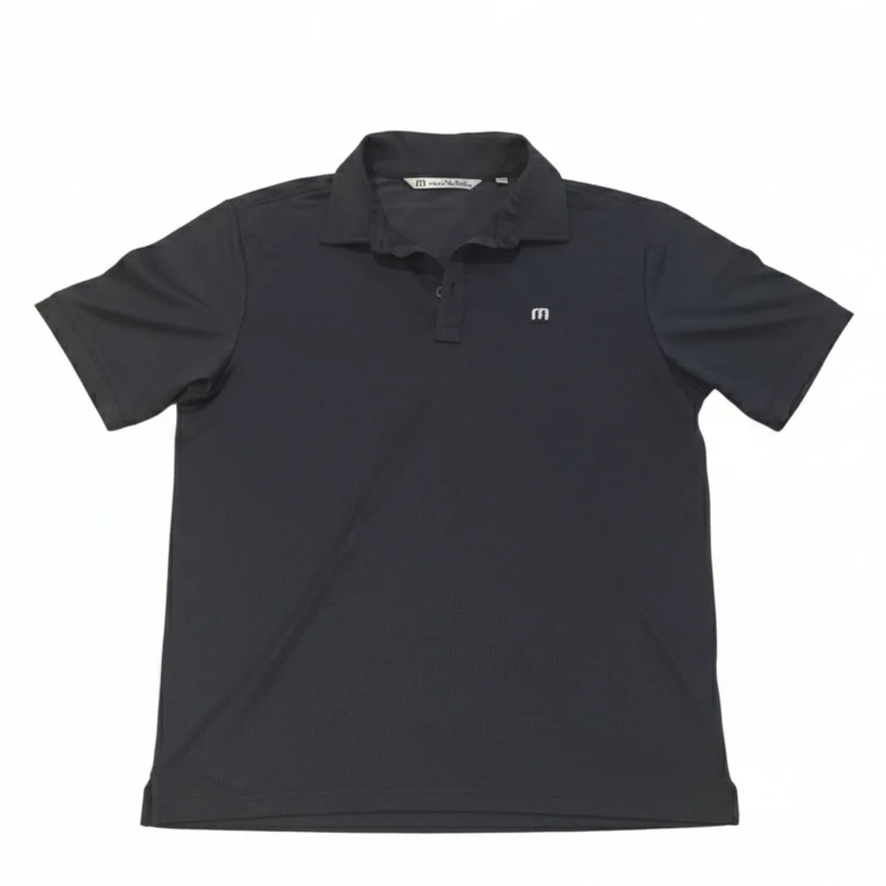 Travis Mathew Textured Gray/Steel Blue Polo - Picture 2 of 4